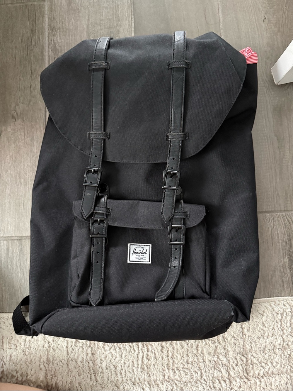 Herschel Supply Company Black Classic Flap Backpack with Buckle Straps